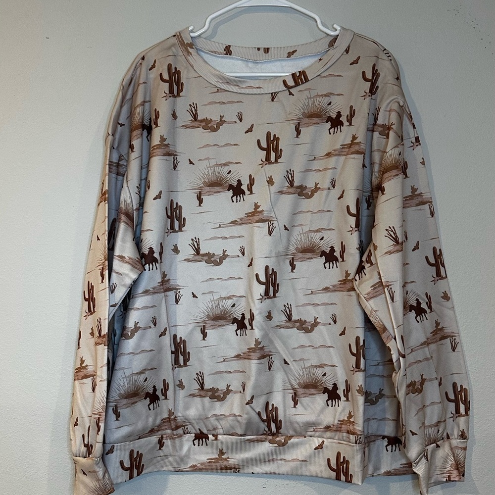 NWT Western Cowgirl sweatshirt 2XL combined w/a count of 50 cowboy boot stickers